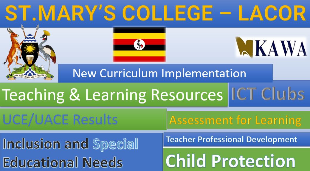 St Mary's College Lacor location, New Curriculum Implementation, Teaching and Learning Resources, UCE/UACE Results, ICT Lab and Clubs