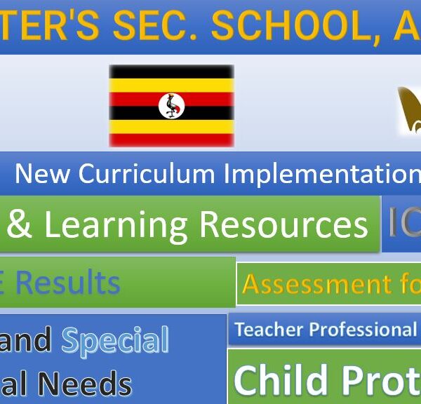 St Peters Secondary School location, New Curriculum Implementation, Teaching and Learning Resources, UCE/UACE Results, ICT Lab and Clubs